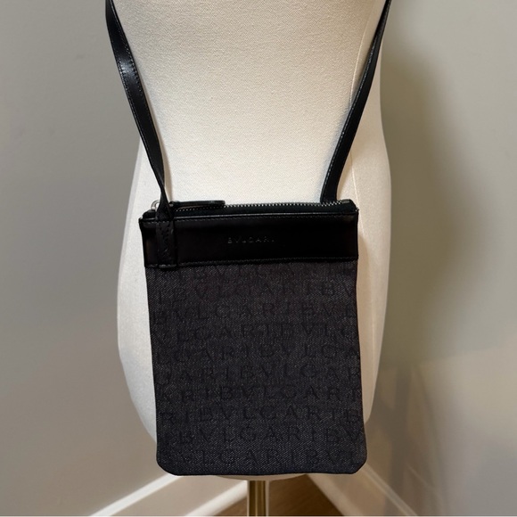 BVLGARI Black Logo Canvas & Leather Crossbody Bag - Picture 3 of 5